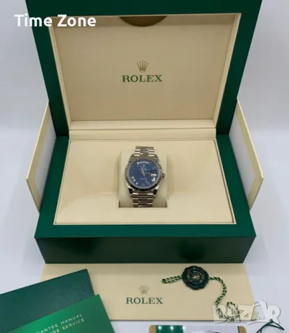 Rolex Day-Date 40mm President White Gold Blue Dial Automatic Различни Варианти, снимка 2 - Мъжки - 48183489