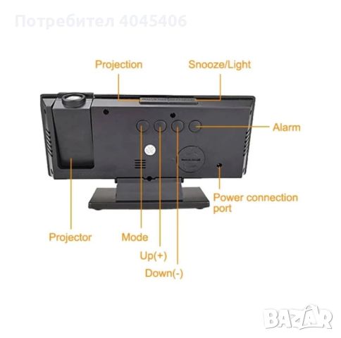 Настолен LED часовник със светещ прожектор на тавана , аларма , будилник-ТОП, снимка 4 - Други стоки за дома - 46751810