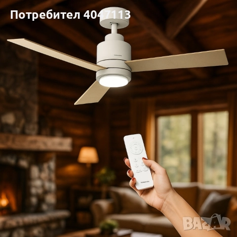 Таванен вентилатор с DC мотор, 45W и LED осветление, снимка 3 - Лед осветление - 51447500