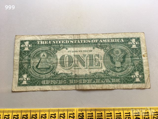 1 долар 1957 САЩ - Сребърен сертификат - Син печат, снимка 2 - Нумизматика и бонистика - 45101332