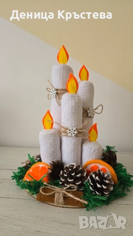Коледни свещи от текстил , снимка 6 - Декорация за дома - 52421177