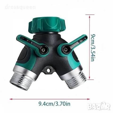 4529 Двоен разклонител за кран с индивидуални вентили и система за бърз монтаж, снимка 3 - Напояване - 53636634