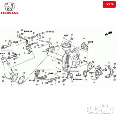 Гарнитура турбокомпресор 15543-RBD-E01 Honda Accord CU, снимка 2 - Части - 50837662