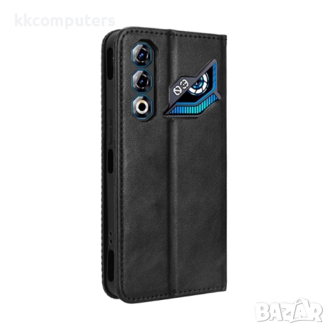 Кожен калъф с портфейл за ZTE nubia Neo 3 GT 5G | Ретро дизайн с магнит | Вкл. Протектор | Цвят: Чер, снимка 11 - Калъфи, кейсове - 52246688