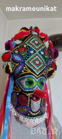 Кукерска маска, гугла, нова, Новодел, уникат, ръчна изработка , снимка 12 - Декорация за дома - 46988271