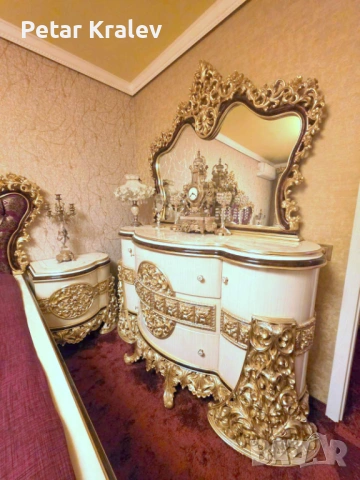 Барокова спалня компллект  с матрак  от масивно дърво, снимка 4 - Спални и легла - 53008425