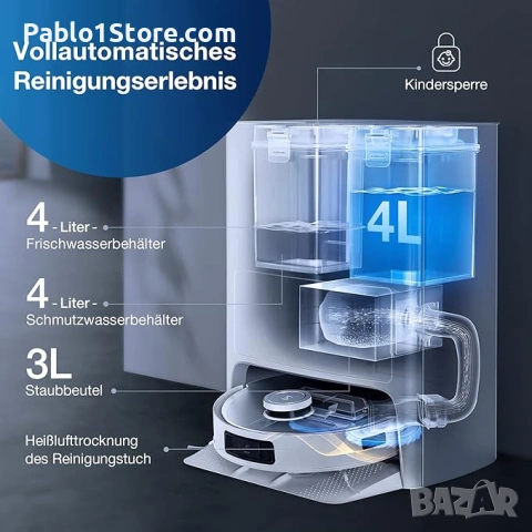 ECOVACS DEEBOT X1 OMNI Роботизирана прахосмукачка с многофункционална почистваща станция, 360㎡, 3D к, снимка 3 - Прахосмукачки - 53762781