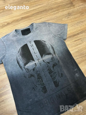 Оригинална мъжка тениска  Philipp Plein Skull Regular Fit | Цвят черен , L размер , снимка 4 - Тениски - 53888041