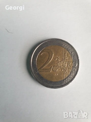 Монета от 2 евро 2002г. С изместен център френска, снимка 2 - Нумизматика и бонистика - 53301147