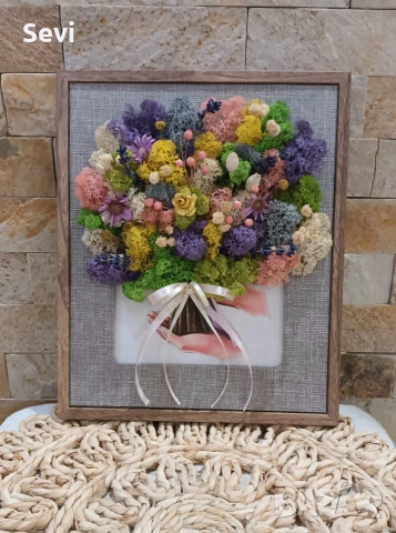 Букет в рамка със скандинавски мъх!, снимка 8 - Декорация за дома - 53449548