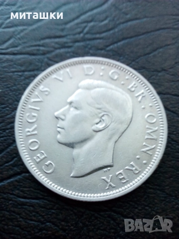 1/2 кoрона 1940 година Англия сребро, снимка 5 - Нумизматика и бонистика - 49243665