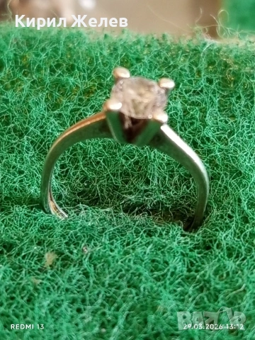 Изящен тип годежен сребърен пръстен фасетиран кристал SWAROVSKI 53320, снимка 3 - Пръстени - 54013831