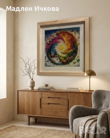 Ръчно изработен Диамантен Гоблен в дървена рамка – Абстракция