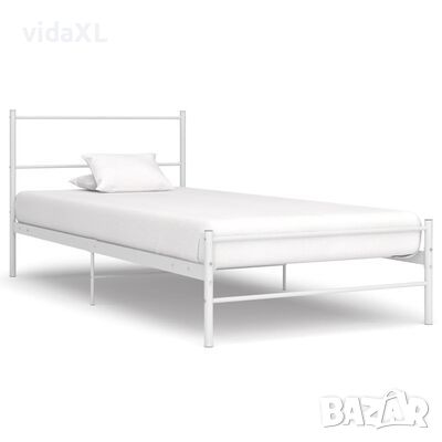 vidaXL Рамка за легло, бяла, метал, 100x200 cм（SKU:284693, снимка 1 - Спални и легла - 46056981