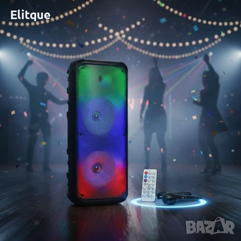 Безжична RGB тонколона – 2×8″ говорителя, Bluetooth, 1200 W, батерия 3000 mAh, снимка 9 - Тонколони - 53187357