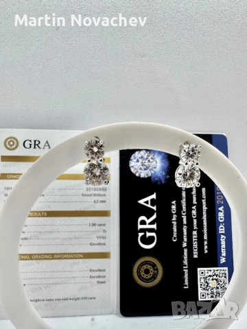 Сребърни обеци с мойсанит (Диамант) 1.5 карата, снимка 4 - Обеци - 53775865