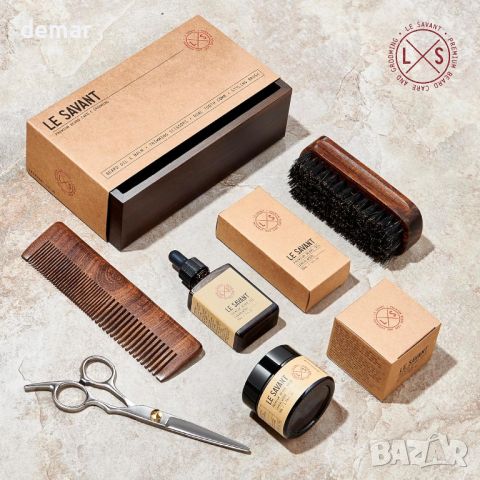 Комплект за подстригване на брада Le Savant - дървена подаръчна кутия, снимка 5 - Подаръци за мъже - 46395826