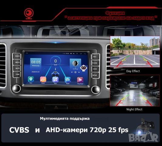 VW 7" 2-DIN мултимедия с Android 13 за Volkswagen-SEAT-Skoda. RDS, 32GB ROM , RAM 2GB DDR3_32, снимка 11 - Аксесоари и консумативи - 41463156