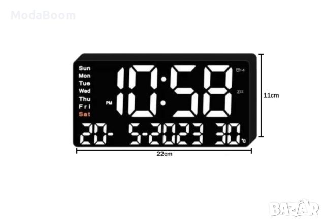 Цифров настолен часовник с бяла LED светлина, аларма, 3 нива на яркост, календар, температура, снимка 5 - Друга електроника - 45582838