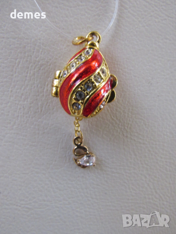 Фино дамско колие с висулка- Яйце Фаберже, ново, снимка 6 - Колиета, медальони, синджири - 52724644