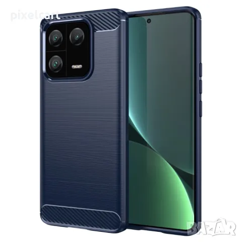 Силиконов Калъф Carbon за Xiaomi 13 Pro, син, снимка 1 - Калъфи, кейсове - 47983401