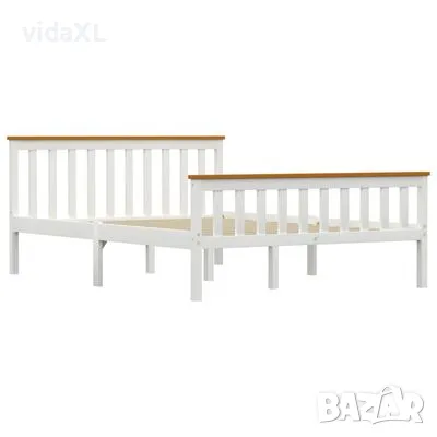 vidaXL Рамка за легло, бяла, борова дървесина масив, 140x200 cм(SKU:283247), снимка 2 - Спални и легла - 48764681