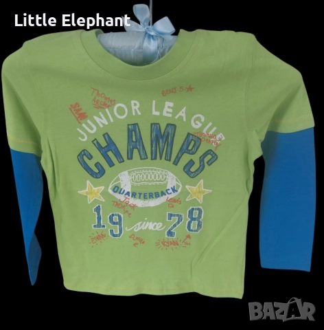 Блузка с дълъг ръкав за 4-5 год момченце"Junior league champs",Англия/нова