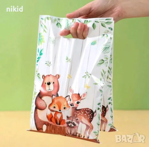 10 бр Торбички Зоо Диви животни джунгла слон лъв хипо за сладки подарък рожден ден парти, снимка 2 - Други - 50307366