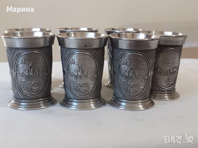 Немски чаши за ракия от калай Antik *  Vintage, снимка 1 - Антикварни и старинни предмети - 45344956