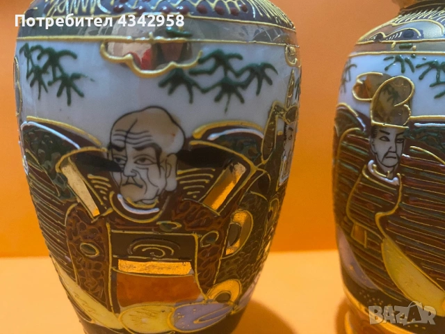  Винтажни японски порцеланови декоративни вази.1930-те г., снимка 2 - Антикварни и старинни предмети - 53261507
