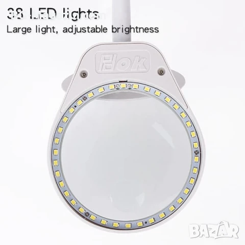 Професионална голяма увеличителна настолна лупа с щипка LED осветление за четене гоблени бродиране, снимка 5 - Други инструменти - 50920943