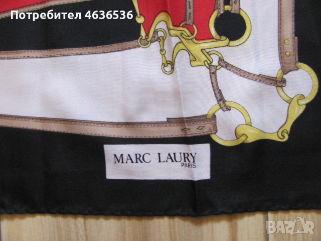 Винтидж Дамски шал MARC LAURY PARIS , 76х76см., снимка 2 - Шалове - 53258800