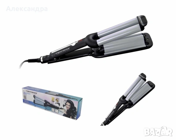 Ретро преса за коса Esperanza Isabella EBL013, 55W, Керамично покритие, 200 C, Черен/сив, 2 ГОДИНИ Г, снимка 6 - Аксесоари за коса - 53512386