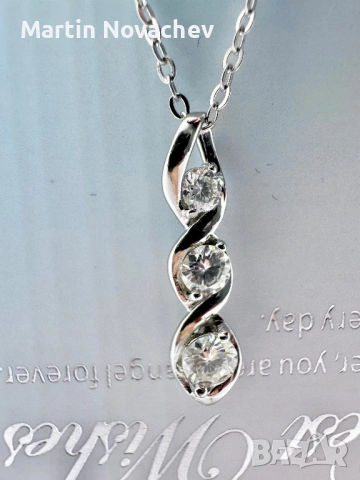 Сребърно колие с мойсанит (Диамант) 0.7 карата, снимка 6 - Колиета, медальони, синджири - 54129851