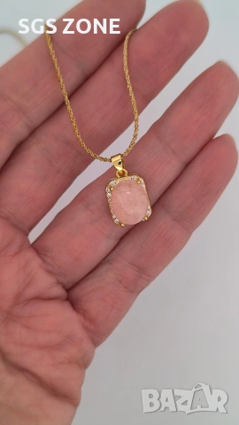 Висулка, изработена от сребро 925 проба, позлатена с морганит от Тайланд, снимка 5 - Колиета, медальони, синджири - 53373837