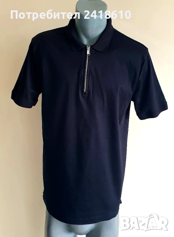 Hugo Boss Polston 11 Mercerised Pima Cotton Zip Mens Size L НОВО! ОРИГИНАЛ Мъжка Тениска!