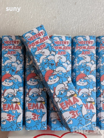 Киндер шоколадче с опаковка с име и години на детето Смърфовете, снимка 4 - Други - 51886705