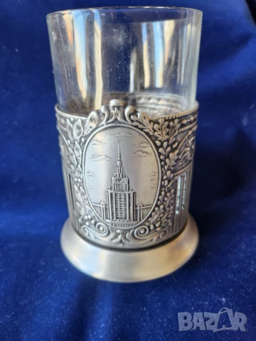 подстакан МГ Университет - посребрен мелхиор за 200-год., /и рядък голям подстакан Москва за халби..