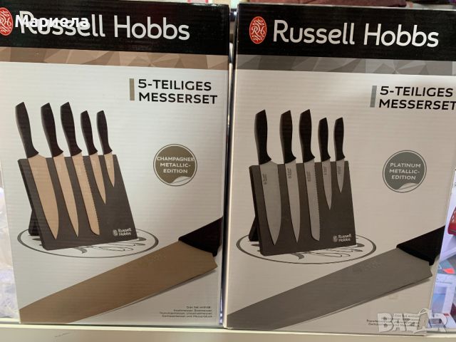 Блок за кухненски ножове от 5 части / Russell Hobbs Ножове / Ножове с Магнитна Дъска