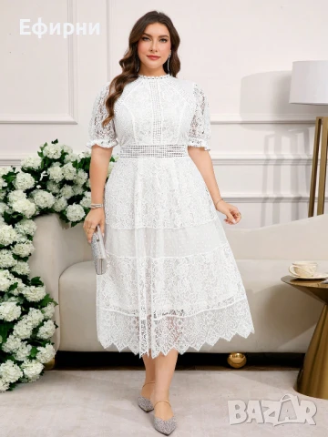Дълга бяла рокля, Бяла рокля, Бяла дантелена рокля, снимка 4 - Рокли - 50764959