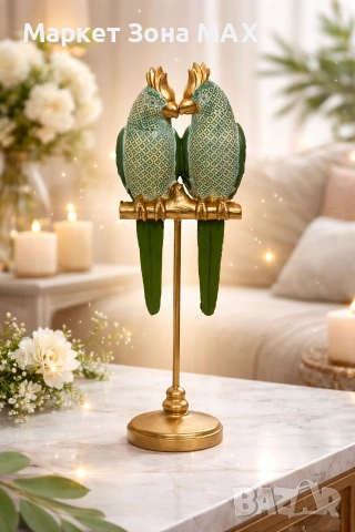 Вечна хармония“ – статуетка двойка папагали, снимка 2 - Декорация за дома - 53138592