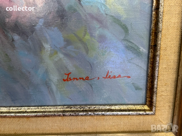 Mаслен живопис върху платно с цветя. №7873, снимка 4 - Антикварни и старинни предмети - 53494403