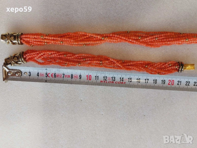 Прекрасно коралово колие и гривна със закопчаване от сребро и 84 златни топчета, снимка 8 - Колиета, медальони, синджири - 53840386