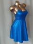  HALARA S Синя еластична рокля с брокатен отблясък, снимка 2