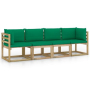 vidaXL 4-местен градински диван със зелени възглавници（SKU:3065089, снимка 1 - Други - 45008431