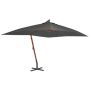 vidaXL Градински чадър чупещо рамо и дървен прът 400x300 см антрацит（SKU:44491