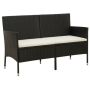 vidaXL 3-местен градински диван с възглавница, черен, полиратан(SKU:318494, снимка 1 - Градински мебели, декорация  - 45094511