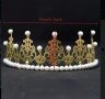 Голяма корона тиара злятист сребрист цвят с перли за декорация на торта , снимка 6