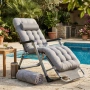 Сгъваем градински шезлонг с мека ватирана възглавница, регулируема облегалка и антикорозионна рамка, снимка 4
