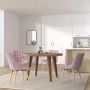 Трапезен стол розов плюш MIADOMODO 4 броя, снимка 1